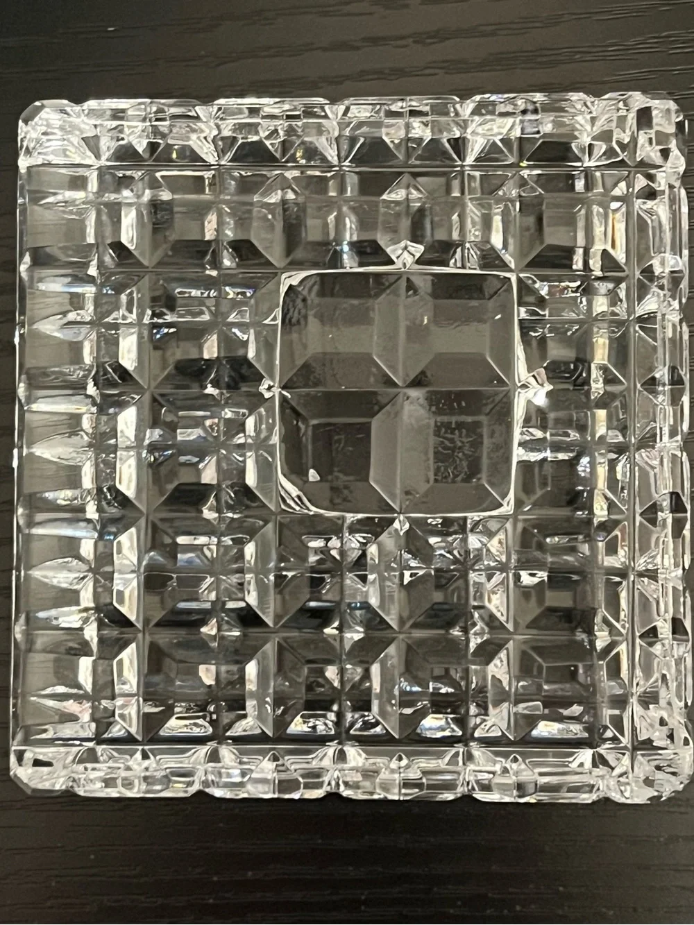 Waterford Crystal Quadrata Grid Cube Desk Clock Paperweight